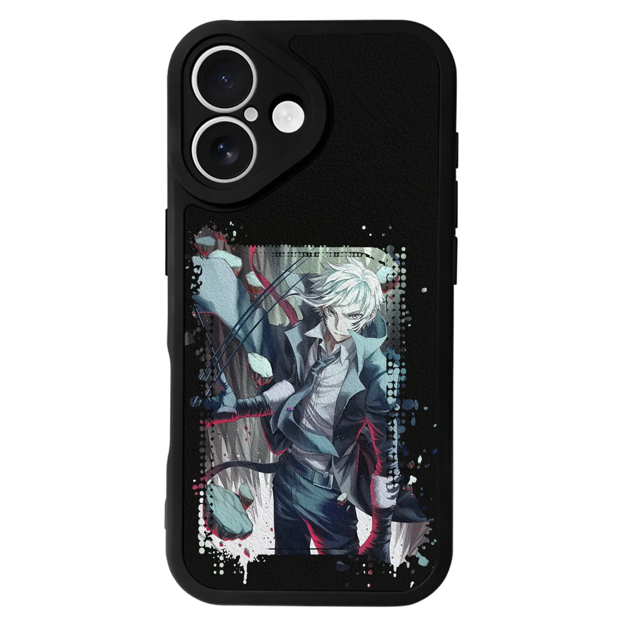 文豪ストレイドッグス グッズ,中島敦 - IPhone 16シリーズ対応 ・ シリコンスマホケース ・ レザー調 ・ 高精度フィット ・ 耐衝撃 ・ ワイヤレス充電対応 ・ 精密カット